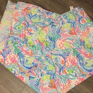 Lilly Pulitzer Pottery Barn Kids Mermaid Sea Life Pattern flat twin sheet
